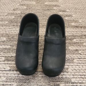 Dansko Black Leather Clogs 38